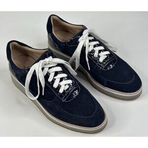 Donald Pliner Daisey Lace-Up Wedge Navy Blue Suede Sneakers Womens Size 8.5M New
